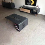 Load image into Gallery viewer, Modern Black Metal Coffee Table with Cutout Design