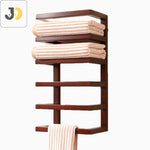 Load image into Gallery viewer, Elegant Wall-Mounted Wooden Towel Rack – Dark Brown