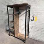 Load image into Gallery viewer, Industrial Open Wood & Metal Wardrobe