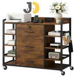 Load image into Gallery viewer, خزانة مكتبية متحركة من الخشب والمعدن بتصميم صناعي مع أدراج ورفوف
Industrial wood and metal rolling office cabinet with drawers and shelves