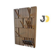 Modern Wooden Wall Coat Rack with Folding Hooks