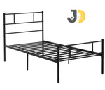 Load image into Gallery viewer, Black metal single bed frame with minimalist design in a modern bedroom