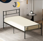 Load image into Gallery viewer, سرير مفرد معدني أسود بتصميم عصري بسيط في غرفة نوم حديثة
Black metal single bed frame with minimalist design in a modern bedroom