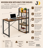 Load image into Gallery viewer, Wooden Desk with Multi-Tier Side Shelves