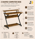Load image into Gallery viewer, Z-Shaped Wooden Computer Desk
