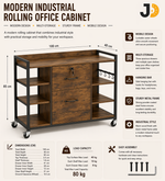 Load image into Gallery viewer, Modern Industrial Rolling Office Cabinet with Wood and Metal Design