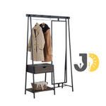 Load image into Gallery viewer, علاقة أنيقة بإطار معدني ومرآة طويلة مع درج تخزين عملي للمداخل الحديثة.
Modern metal coat rack with full-length mirror and practical storage drawer.
