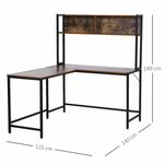 Load image into Gallery viewer, مكتب زاوية خشبي بإطار معدني ورفوف تخزين في مكتب منزلي
L-shaped wooden desk with metal frame and storage shelves in home office