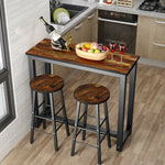 Load image into Gallery viewer, طقم طاولة وكرسيين خشب ومعدن بتصميم صناعي للمطبخ
Industrial wood and metal bar table set for kitchen