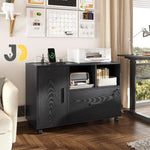 Load image into Gallery viewer, خزانة طابعة مكتبية سوداء بعجلات ورفوف مفتوحة
Black office printer cabinet with wheels and open shelves