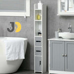Load image into Gallery viewer, Slim Tall Bathroom Cabinet in White & Grey
