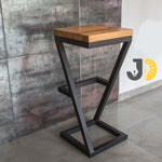 Load image into Gallery viewer, Z Shape Industrial Metal & Wood Bar Stool