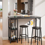 Load image into Gallery viewer, Black Bar Table Set with 2 Stools and Side Storage Shelf
