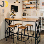 Load image into Gallery viewer, Industrial Wood and Metal Bar Table Set with 4 Stools