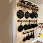 Load image into Gallery viewer, Wood and Metal Wall Rack for Pots and Pans