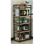 Load image into Gallery viewer, Wood and Metal Multi-Tier Kitchen Shelf with Hooks