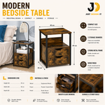 Load image into Gallery viewer, Wood & Metal Bedside Table with 2 Drawers – Modern Industrial Design