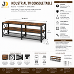 Load image into Gallery viewer, Industrial 3-Tier Wood and Metal TV Console Table