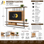 Load image into Gallery viewer, Modern Floating TV Unit with Metal Frame and Natural Wood