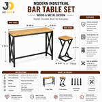 Load image into Gallery viewer, Modern Metal and Wood Bar Table Set with 2 Stools