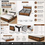 Load image into Gallery viewer, Wood & Metal Bed Frame with Storage Drawers – Modern Durable Design