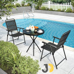 Load image into Gallery viewer, طقم طاولة وكراسي حديقة أسود من المعدن – 3 قطع | Black Outdoor Metal Table &amp; Chairs Set – 3 Pieces
