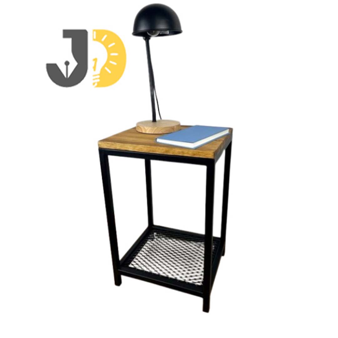 ndustrial Wood & Metal Side Table – Stylish Modern Design