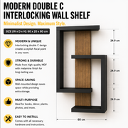 Modern L-Shaped Black Wooden Wall Shelf