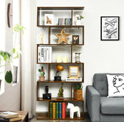 رف مكتبي خشبي هندسي بني داكن لتنظيم الملفات والديكور في مكتب حديث
Dark brown geometric wooden office bookshelf for organized modern workspace