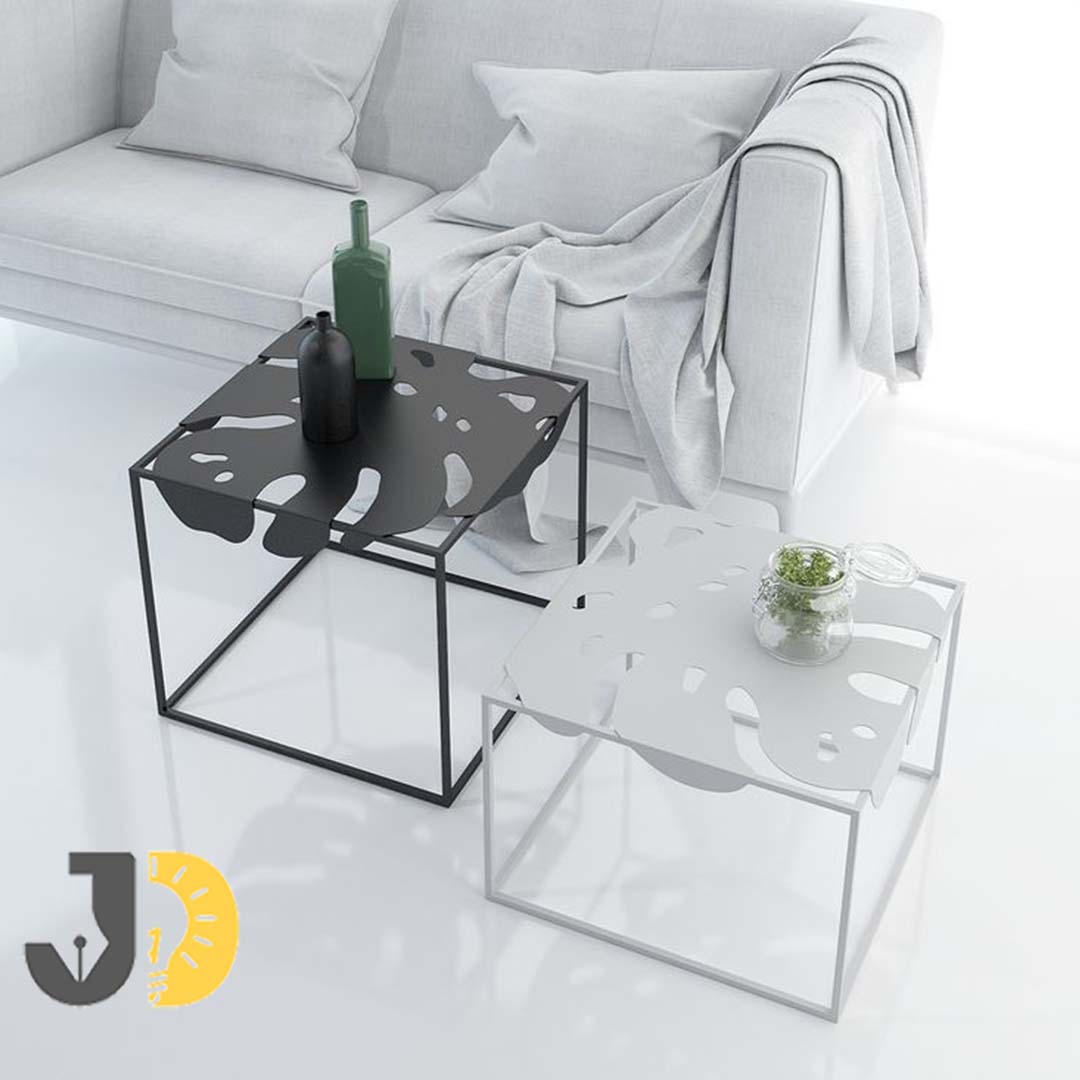 Modern Metal Leaf Design Coffee Table Set