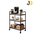 Load image into Gallery viewer, Wood and Metal Serving Cart with 3 Shelves and Wheels
