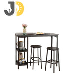 Load image into Gallery viewer, Black Bar Table Set with 2 Stools and Side Storage Shelf
