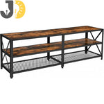 Load image into Gallery viewer, Industrial 3-Tier Wood and Metal TV Console Table
