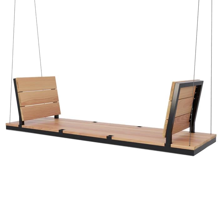 Modern Wooden Swing Daybed with Metal Frame