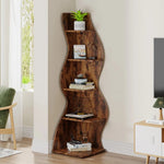 Load image into Gallery viewer, Elegant Wave-Shaped Wooden Corner Shelf Unit
