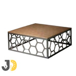 Load image into Gallery viewer, Square Wood and Metal Coffee Table with Geometric Design