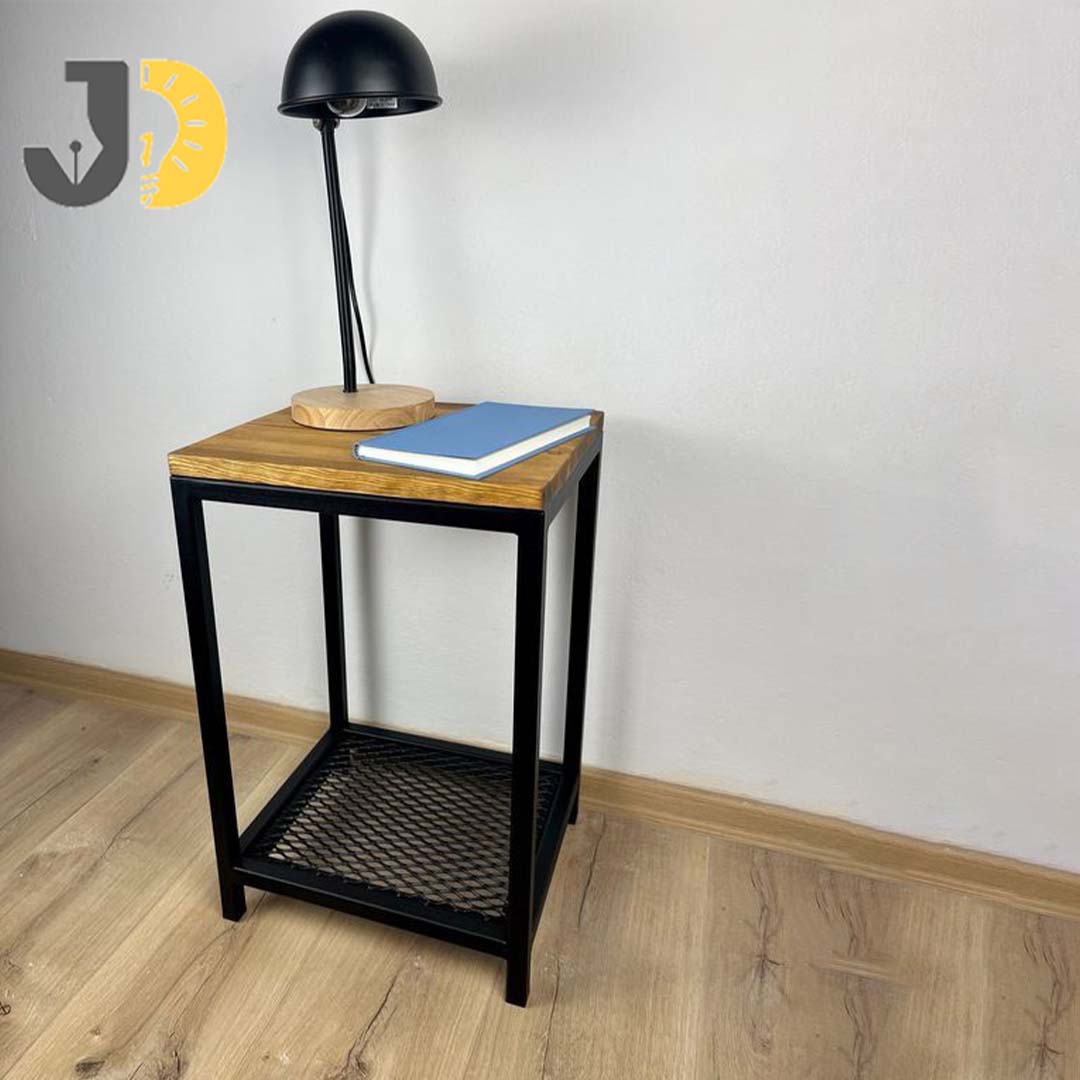 ndustrial Wood & Metal Side Table – Stylish Modern Design