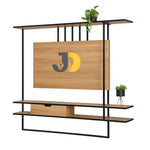 Load image into Gallery viewer, Modern Floating TV Unit with Metal Frame and Natural Wood
