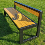 Load image into Gallery viewer, Modern Wood &amp; Metal Bench with Backrest
