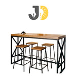 Load image into Gallery viewer, Industrial Wood and Metal Bar Table Set with 4 Stools
