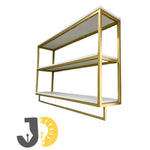 Load image into Gallery viewer, Modern Gold Wall Shelf with White Shelves
