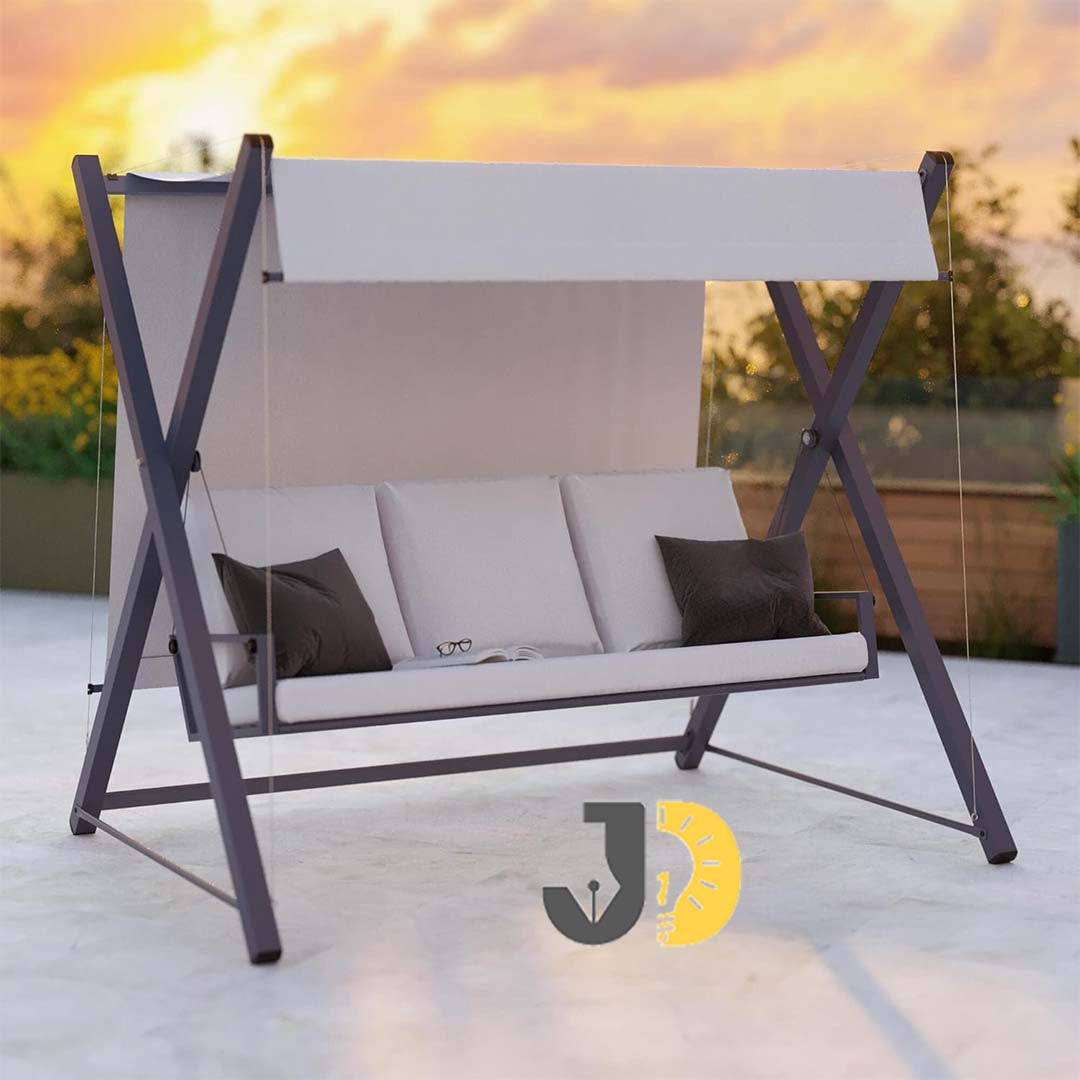 Outdoor Canopy Swing Sofa with Cushioned Seat