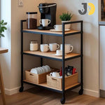 Load image into Gallery viewer, Wood and Metal Serving Cart with 3 Shelves and Wheels
