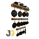 Load image into Gallery viewer, Wood and Metal Wall Rack for Pots and Pans
