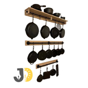 Wood and Metal Wall Rack for Pots and Pans