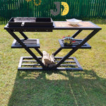 Load image into Gallery viewer, V-Shaped Outdoor Grill Table with Shelves
