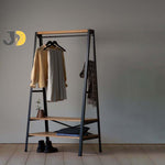 Load image into Gallery viewer, Wood &amp; Metal Clothes Rack with Shelves
