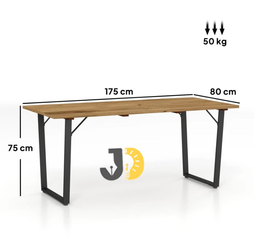 | Modern Wood & Metal Dining Table
