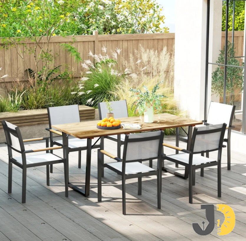 | Modern Wood & Metal Dining Table