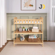 طاولة تغيير حفاضات خشبية بثلاثة رفوف تخزين – Wooden baby changing table with three storage shelves